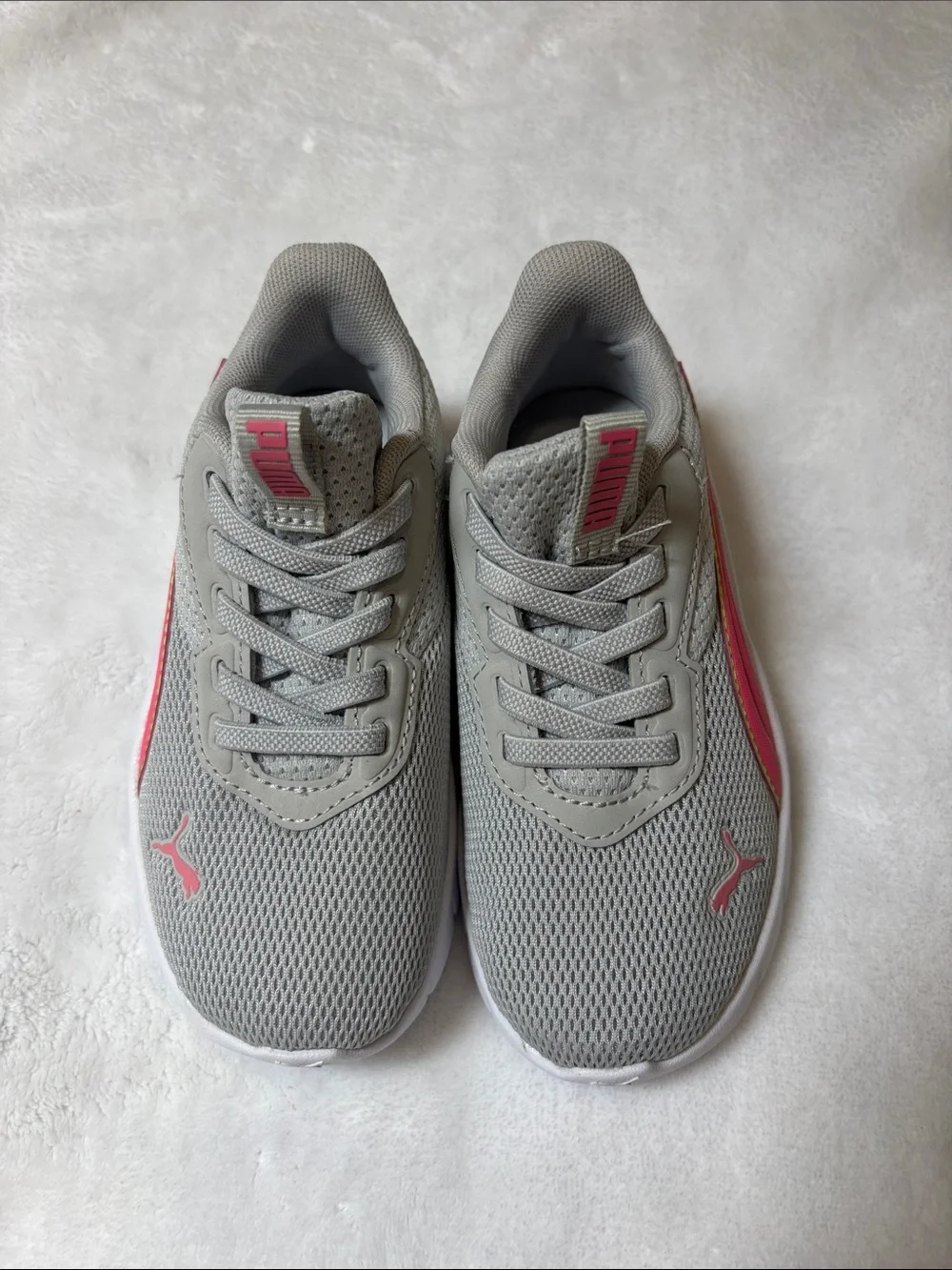 Puma Kids Gray and Pink Mesh Athletic Sneakers